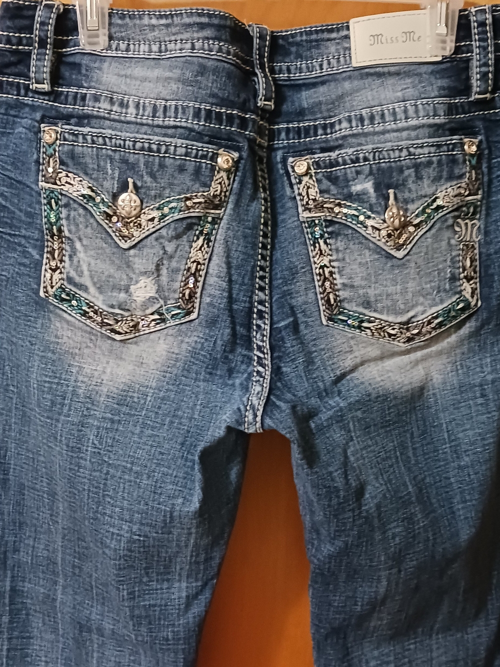Miss Me Women's Blue Embellished Pocket Jeans